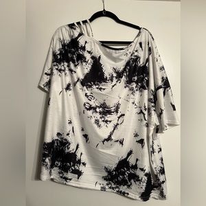 SHEIN Tie Dye Asymmetrical Neck Tee
